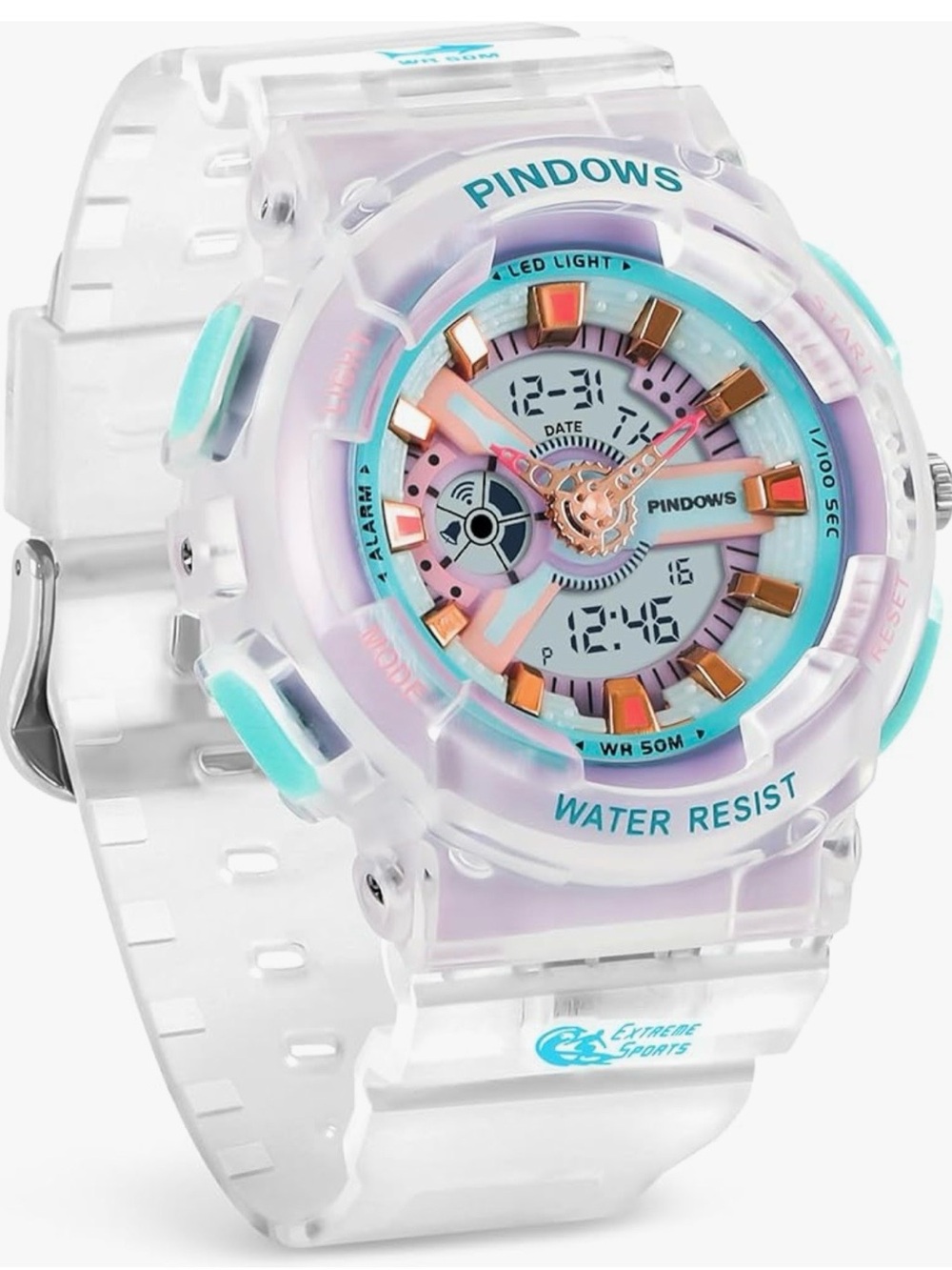 Women's White Pastel Digital-Analog Sport Watch